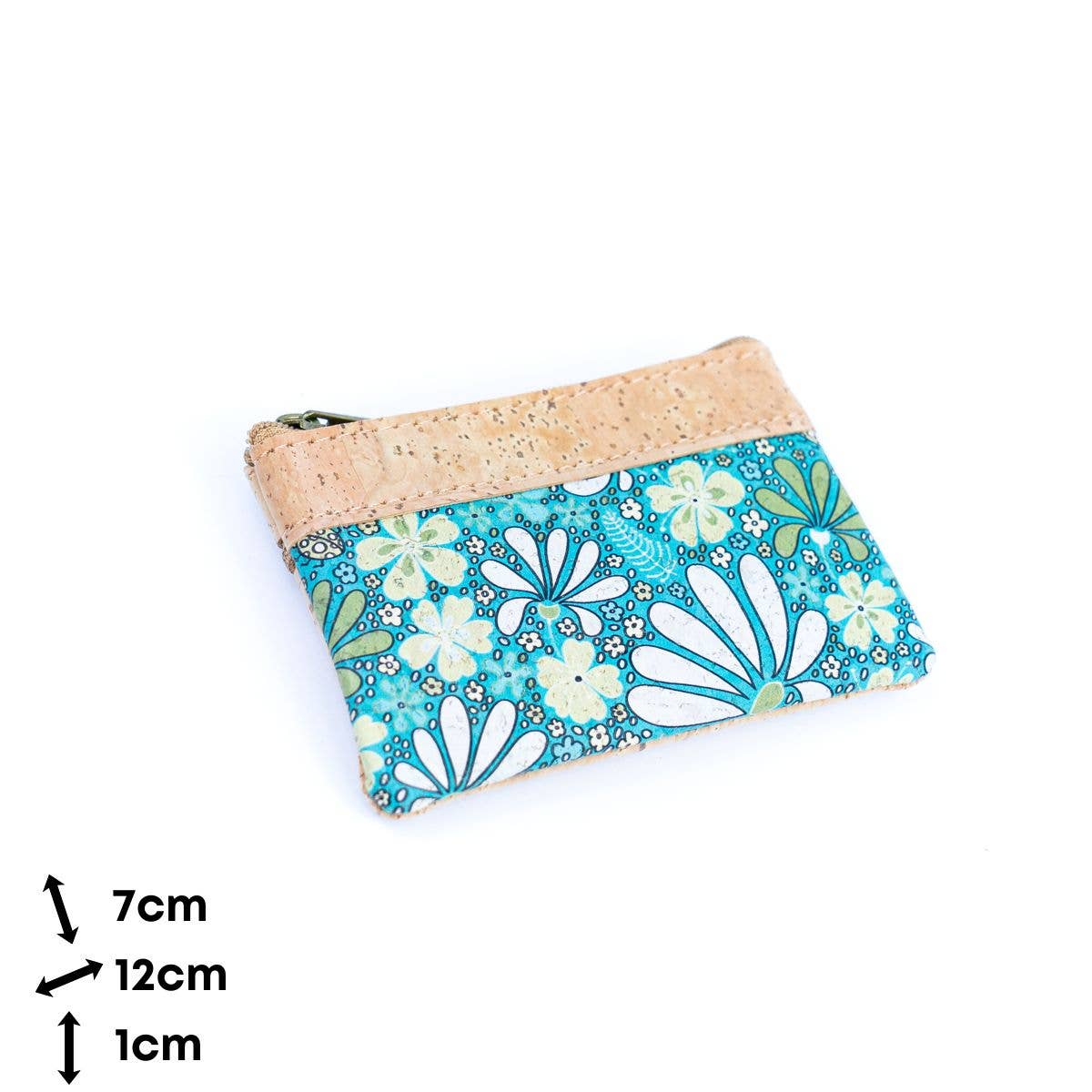 Printed Cork Mini Wallet with Dual Zippers BAG-2316