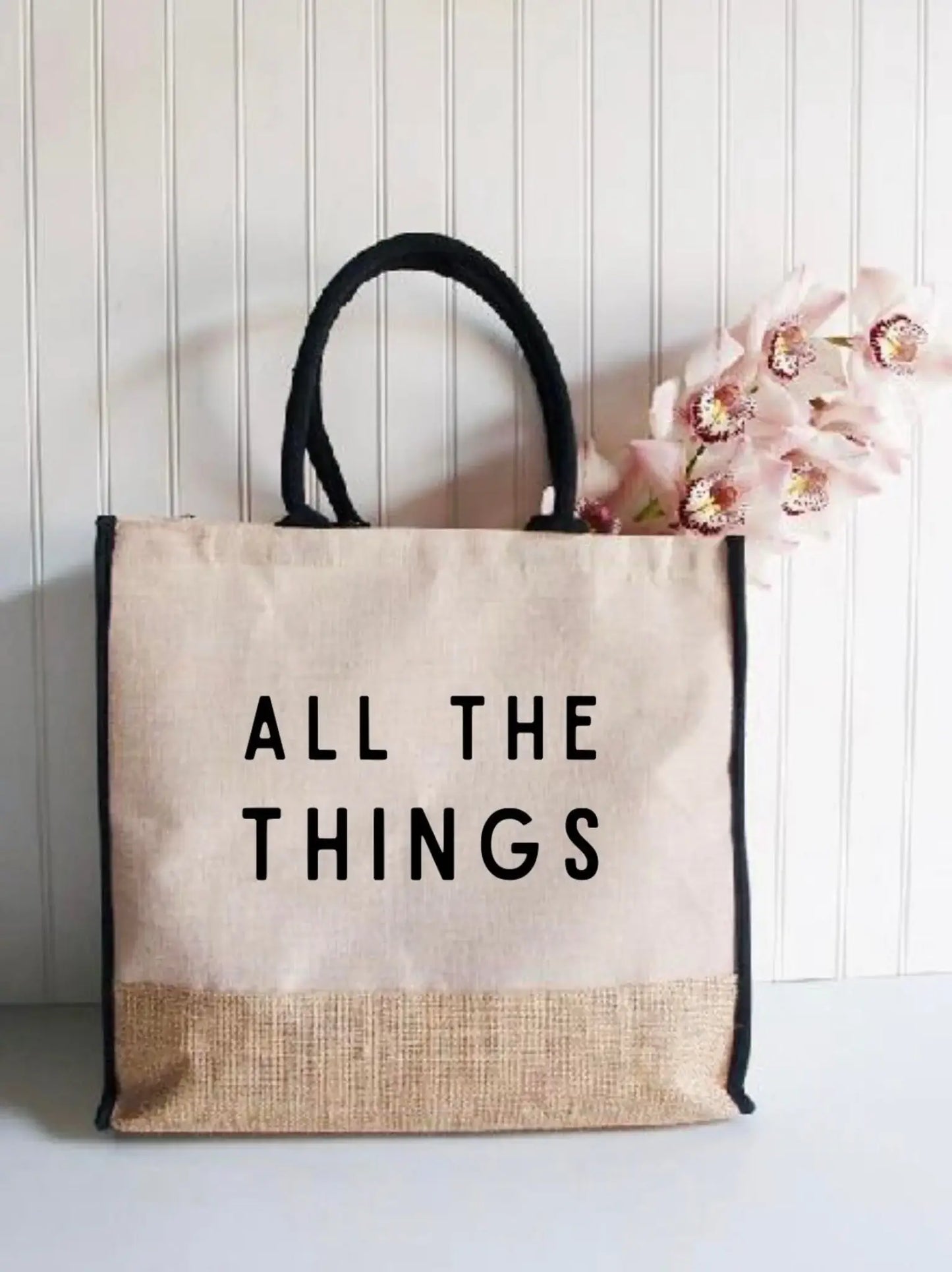 All The Things Jute Burlap Tote