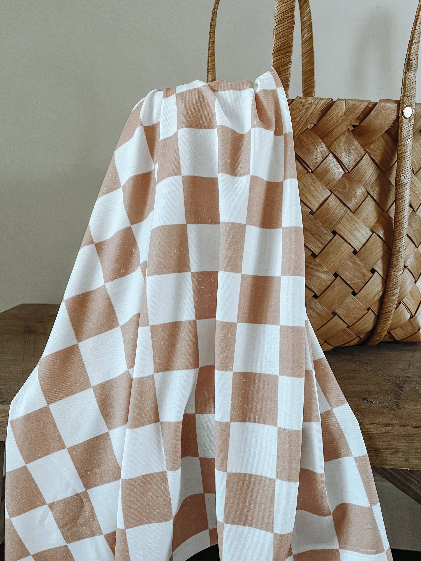 Boho + Babe - Swaddle Blanket - Khaki Checkerboard