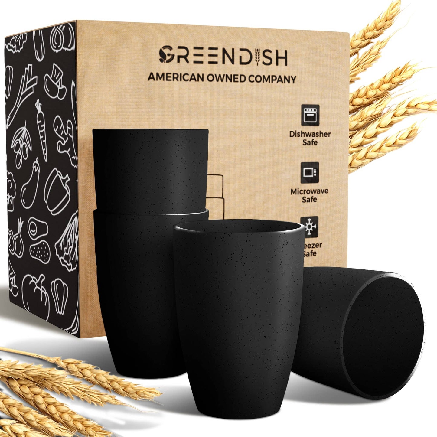 Greendish - Eco-Friendly Wheat Straw Drinking Cups Sets Lightweight