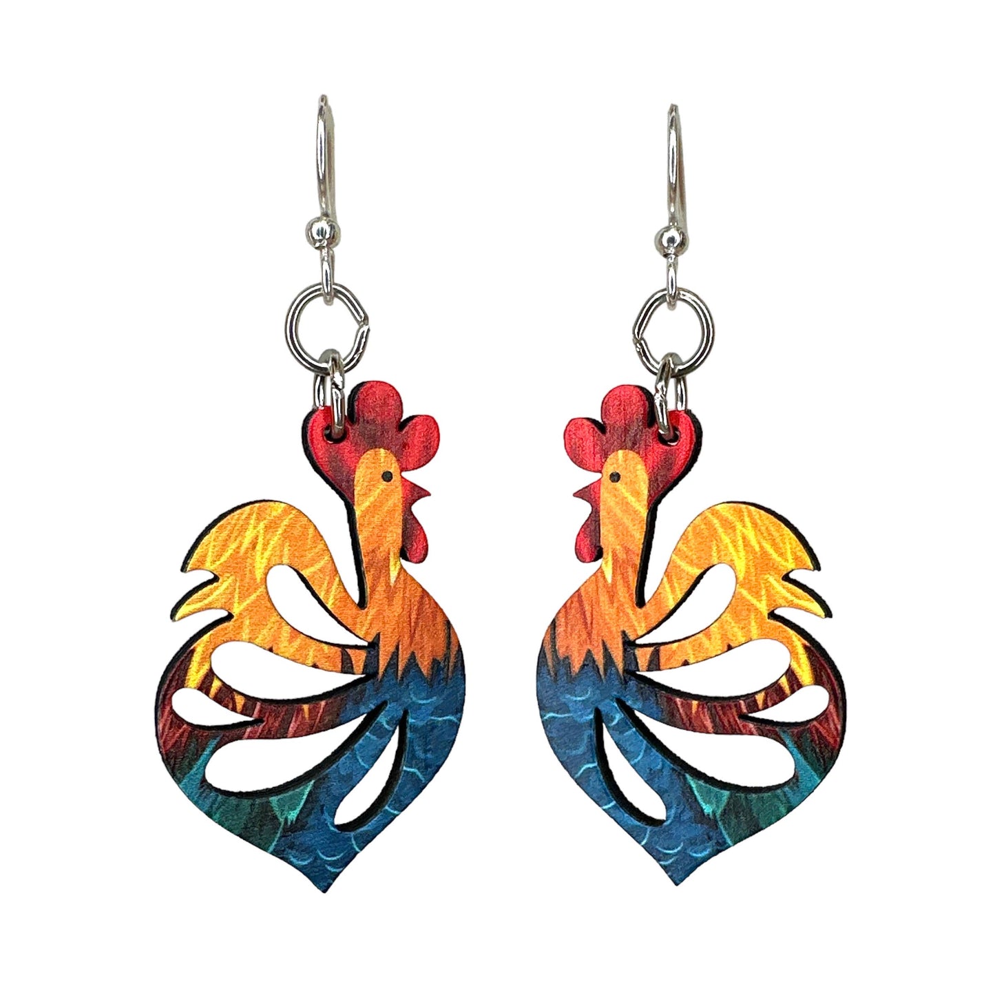Green Tree Jewelry - Cock-a-doodle-doo Earrings #1770