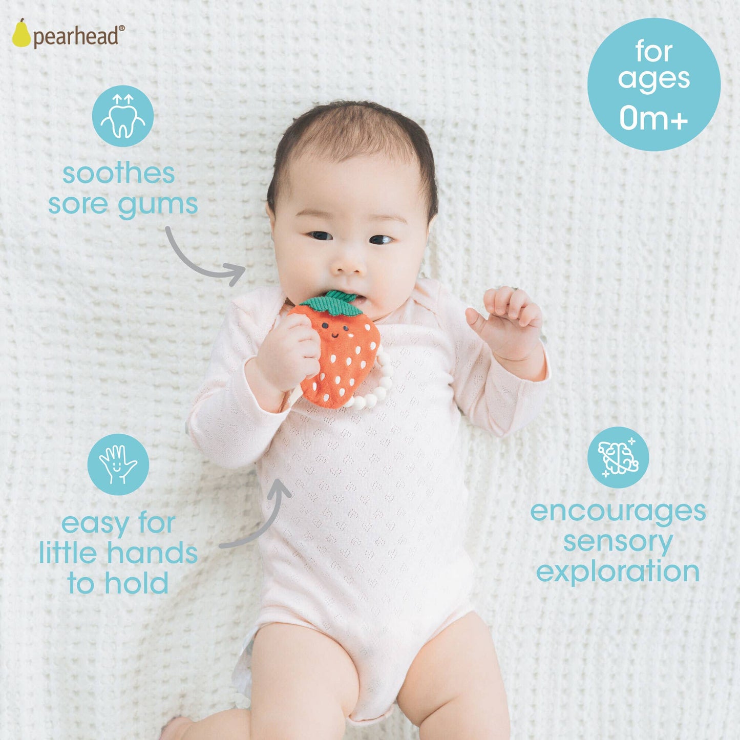 Pearhead - Strawberry Crinkle Baby Teether Toy