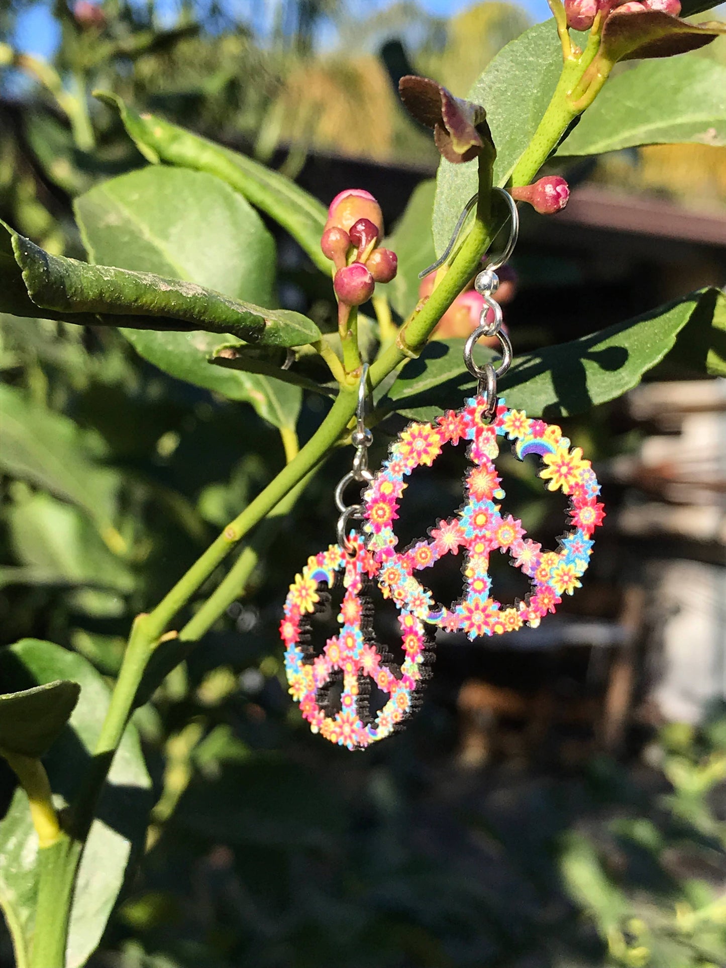 Green Tree Jewelry - Blossom Peace Sign Earrings