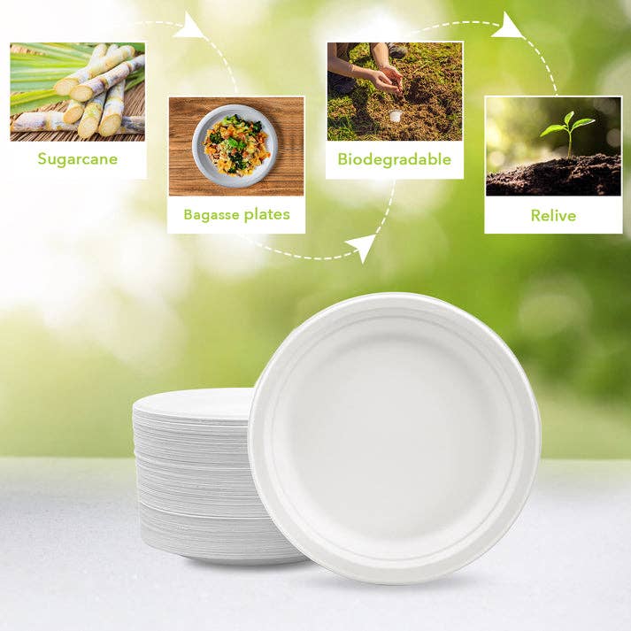 Three Leaf Products - Three Leaf 9" Bagasse Round Plate, 500 Ct.