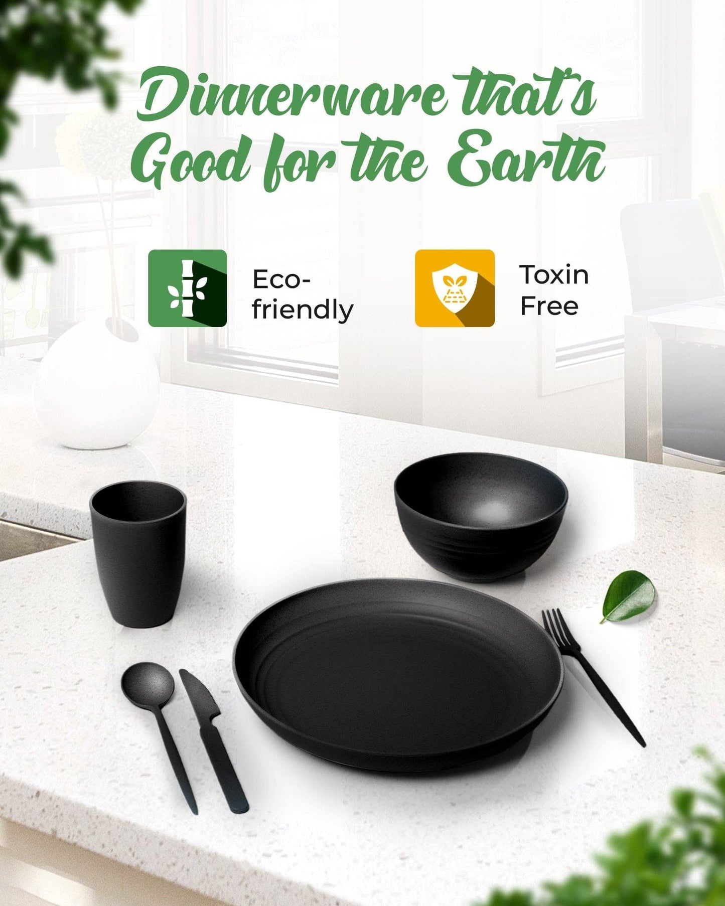 Greendish - Eco-Friendly Wheat Straw Dinnerware Combo Sets Reusable Kit