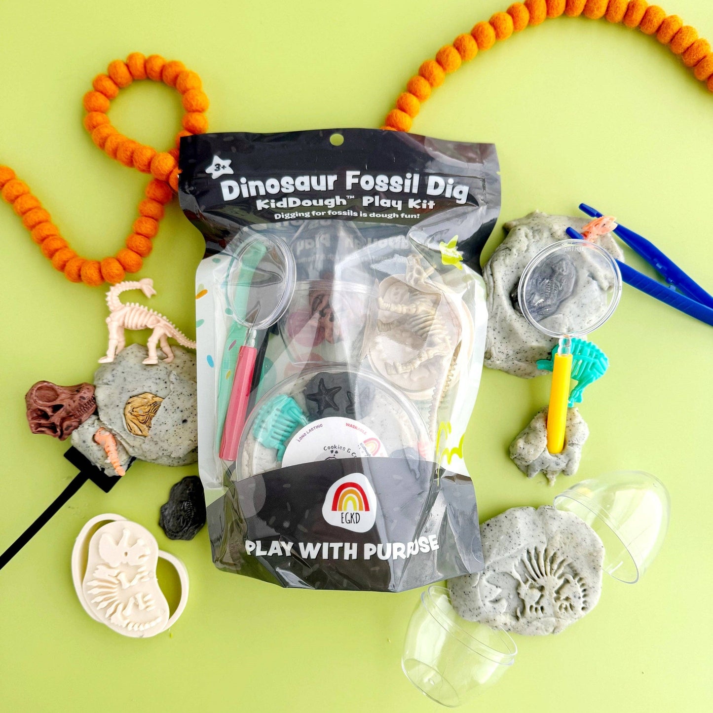 Earth Grown KidDoughs (KidDoughs by EGKD) - Dino Fossil Dig KidDough Play Kit