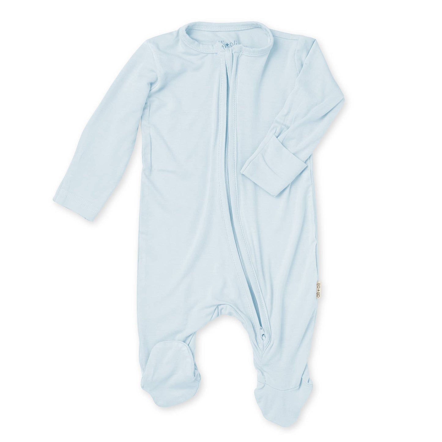 Ali+Oli - Baby Footie 2-Way Zipper – Bamboo Lounge Wear Blue