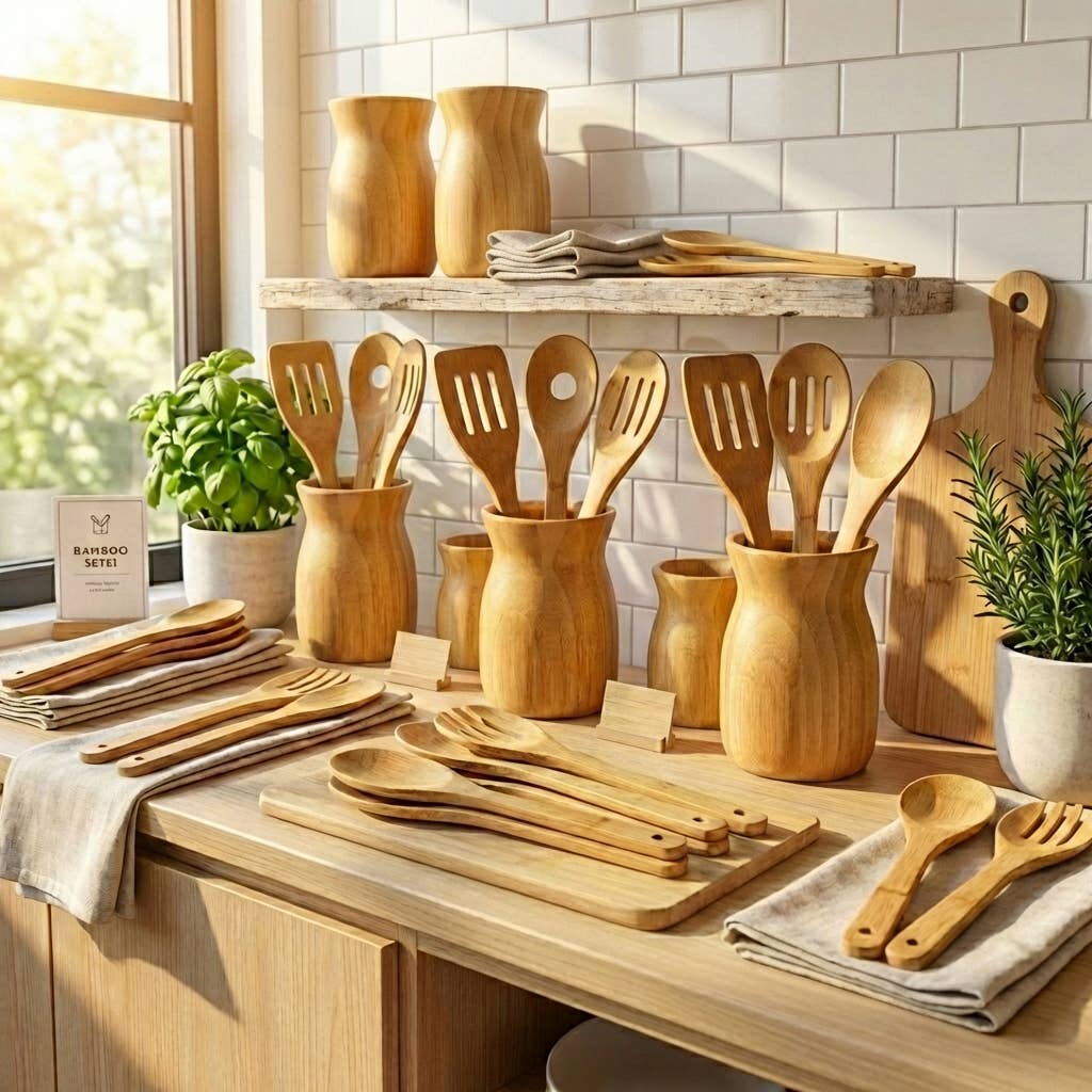 Bamboo Kitchen Utensils Holder | Earth Day Bestseller