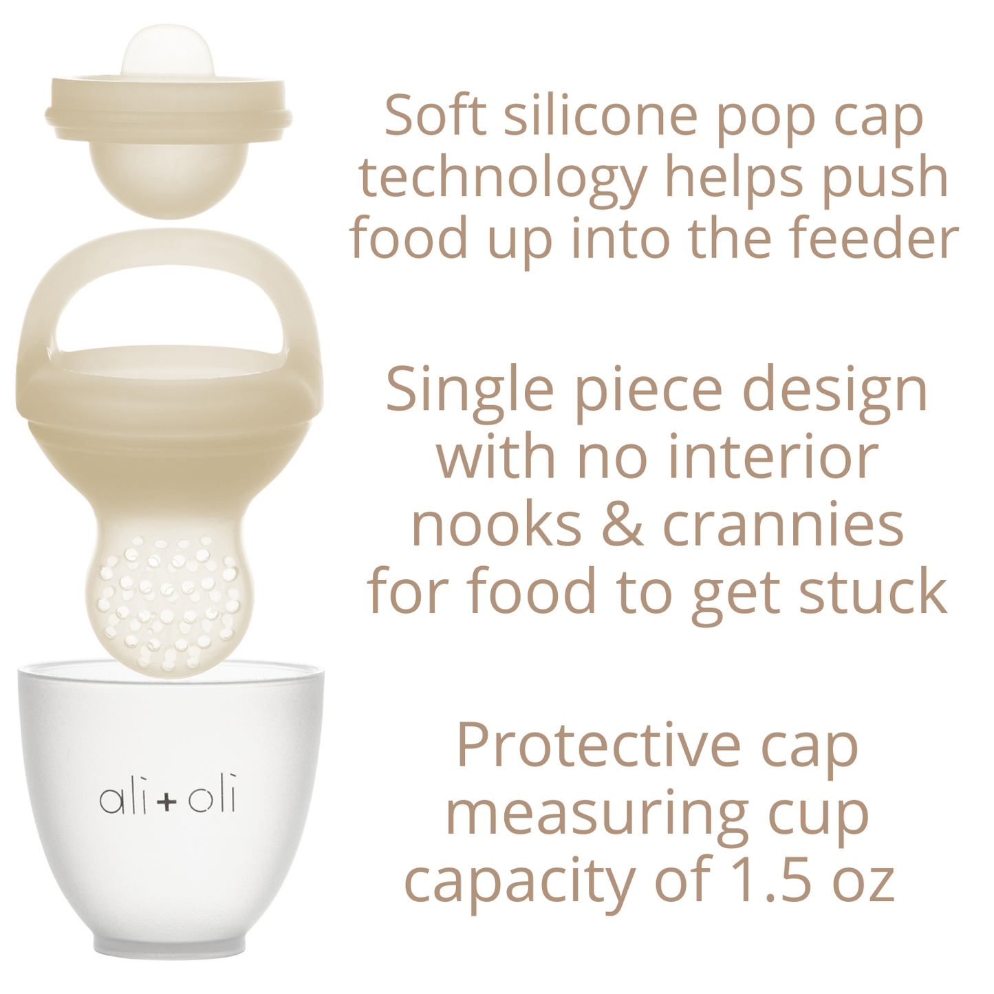Ali+Oli - Silicone Food & Fruit Feeder (2 sizes) Oat & Coco