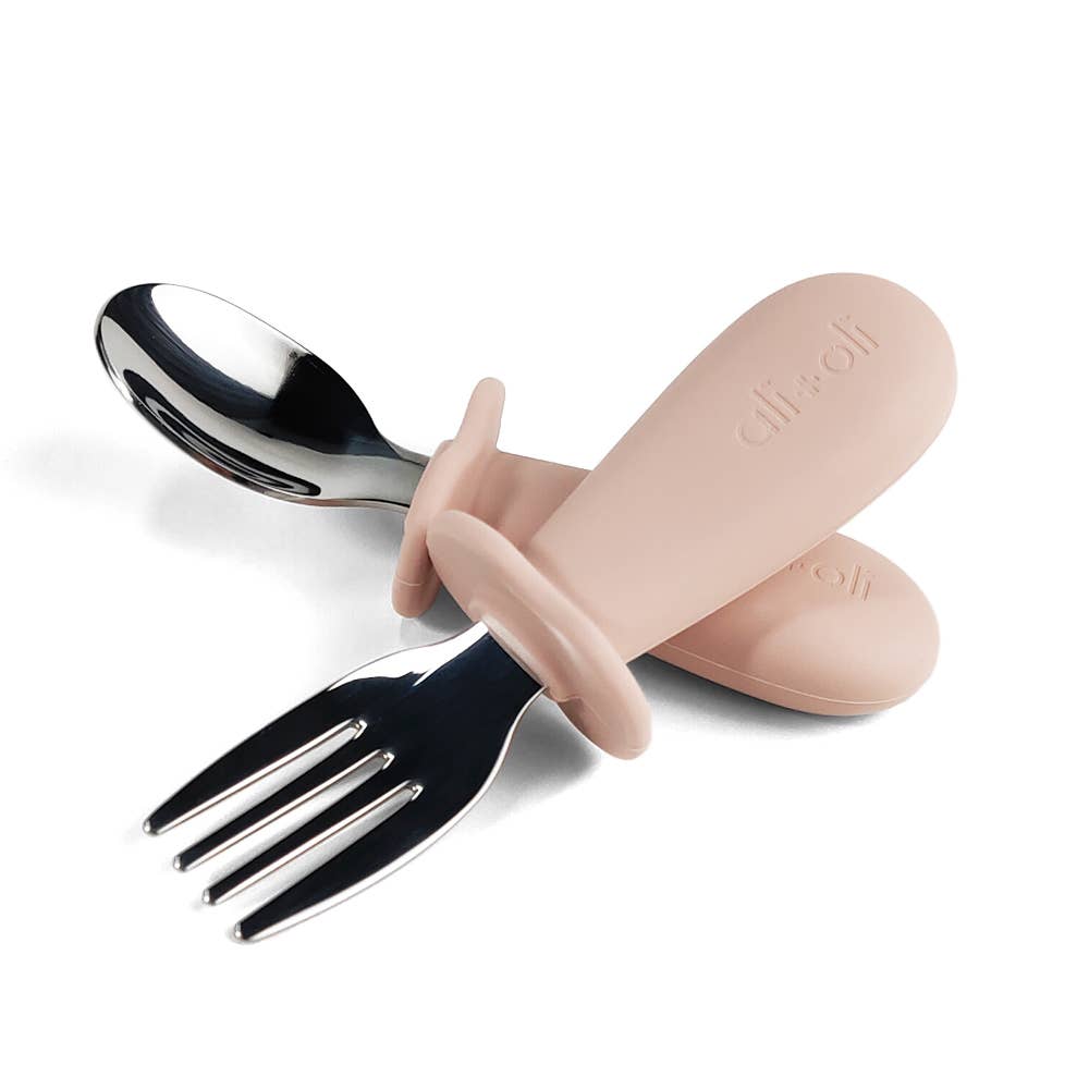 Ali+Oli - Ali+Oli Spoon & Fork Learning Set for Toddlers (Pink) 6m+