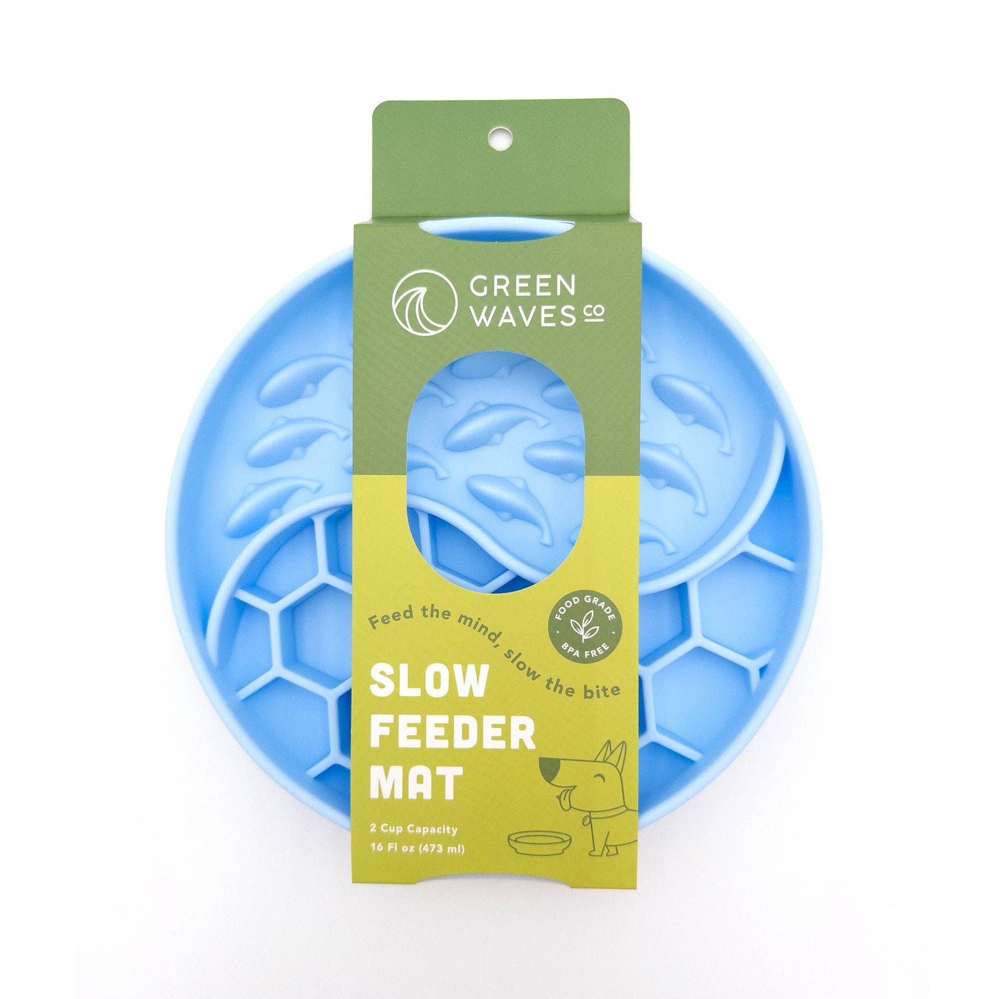 Green Waves Co. - Slow Feeder Dog Bowl with Suction Base