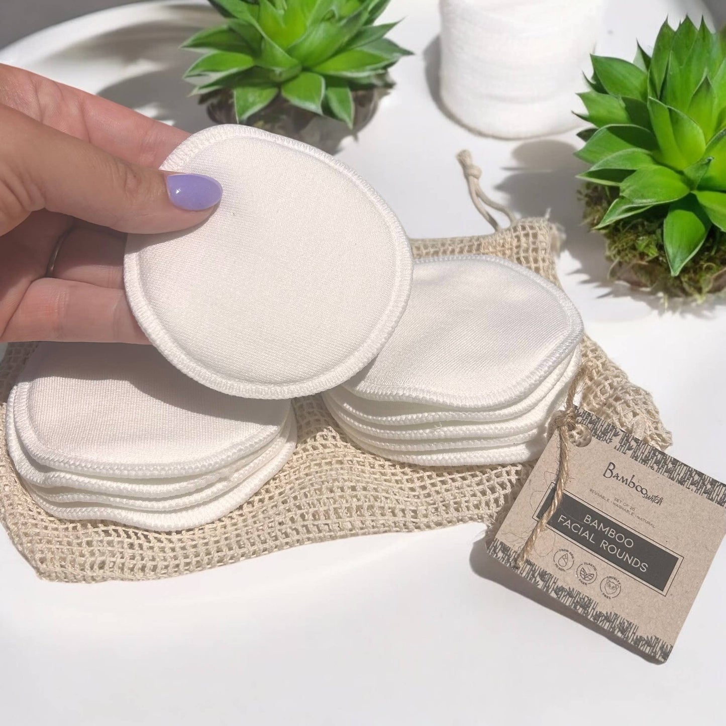 Set of 10 - Reusable Bamboo Cotton Facial Rounds| Bestseller