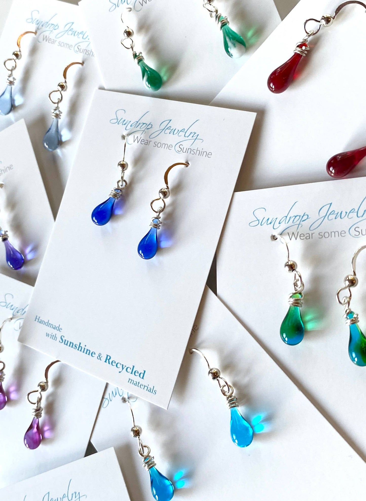 Sundrop Jewelry - Demi Glass Teardrop Earrings, Tiny and Colorful