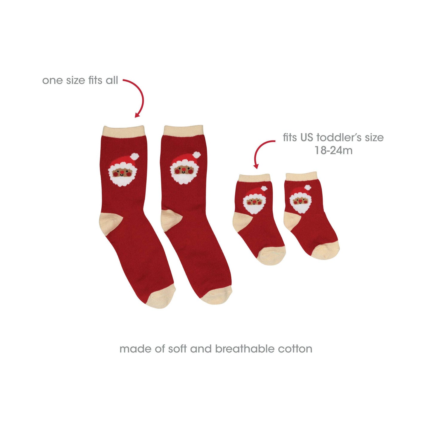 Pearhead - Santa Parent & Baby Christmas Matching Holiday Sock Set