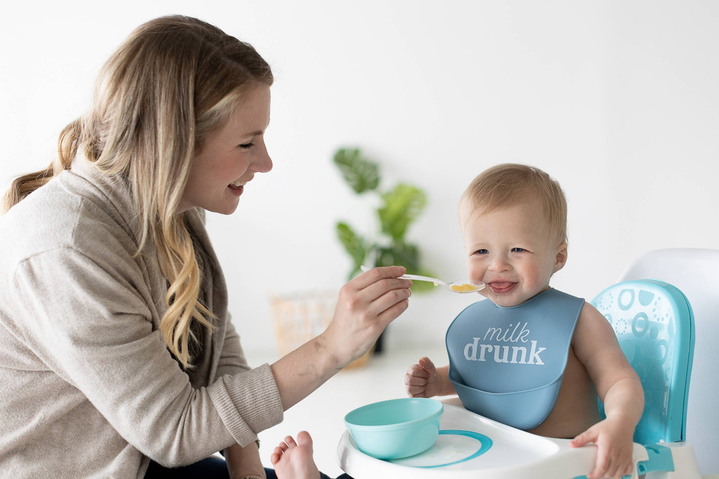 Pearhead - Baby Bib Set, Milk Drunk, Silicone, Set of 2