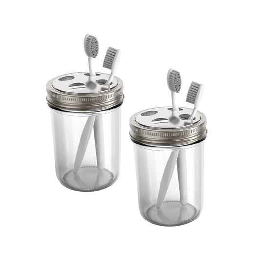 Fox Run Brands - Jarware Toothbrush Holder Lids For Wide Mouth Mason Jars