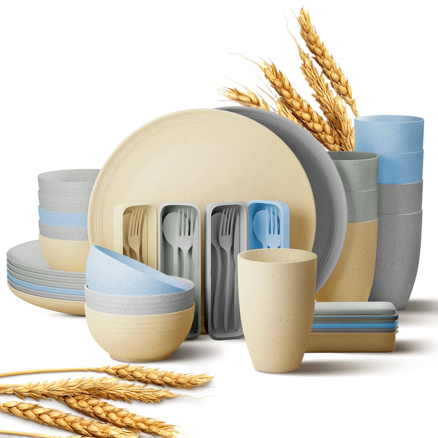 Greendish - Eco-Friendly Wheat Straw Dinnerware Combo Sets Reusable Kit