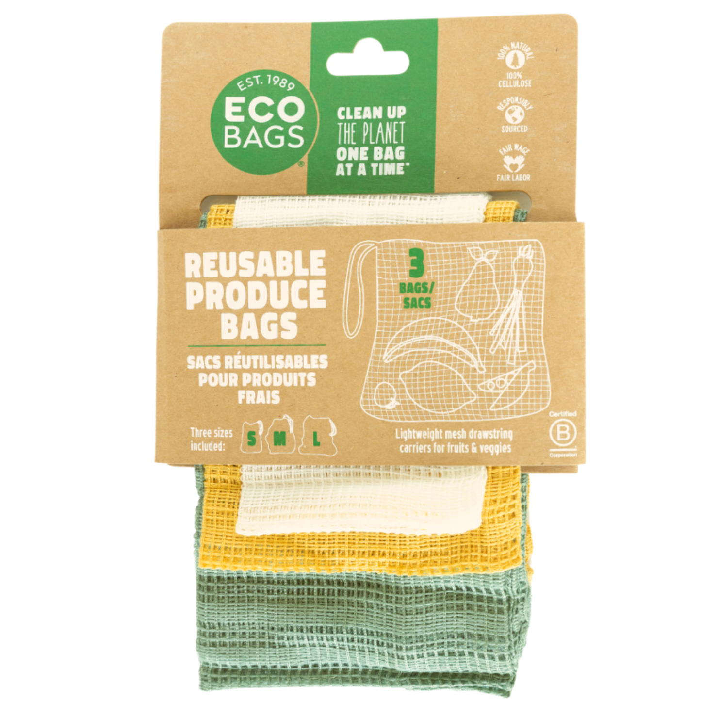 ECOBAGS - Packaged Cellulose Reusable Produce Bags - 3 Pack