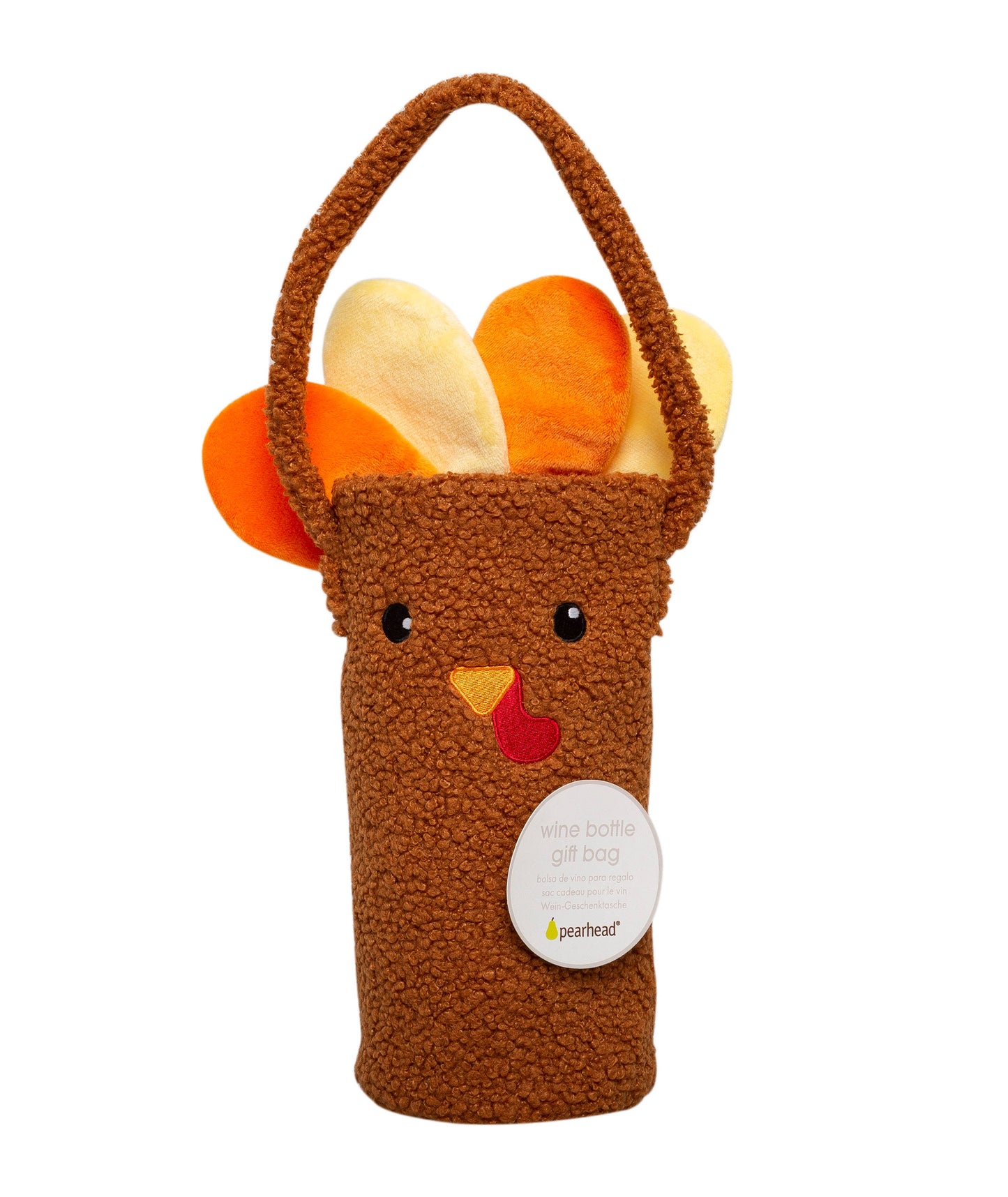 Pearhead - Turkey Sherpa Wine Bottle Gift Bag, Hostess Gift