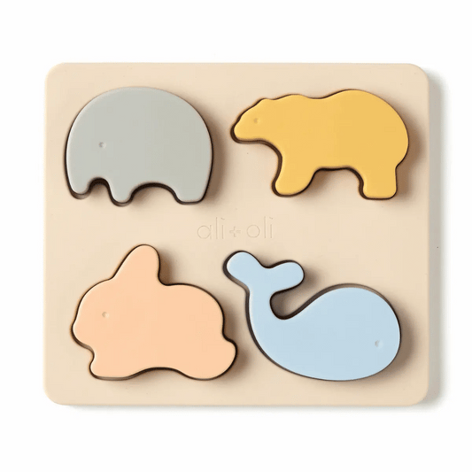 Ali+Oli - Baby Soft Silicone Mini-Animal Puzzle (4pc) Toys for Toddler