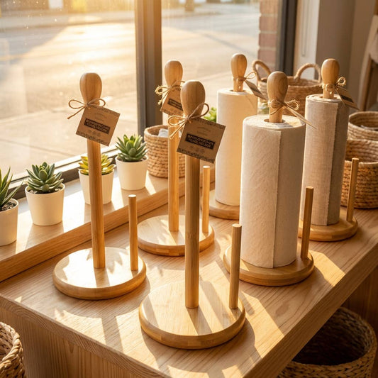 Bamboo Paper Towel Holder | Reusable Towels