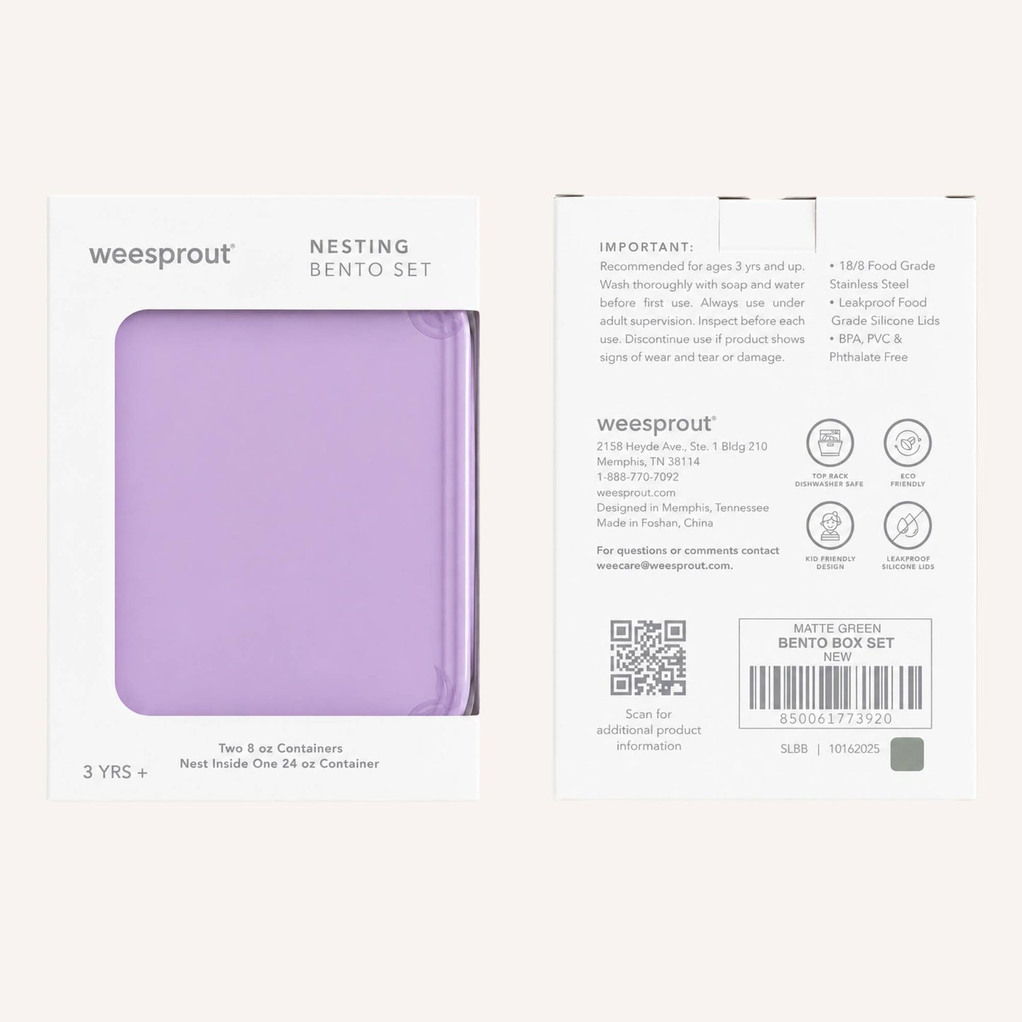 WeeSprout - Stainless Steel Bento Box Set with Silicone Lids – Set of 3