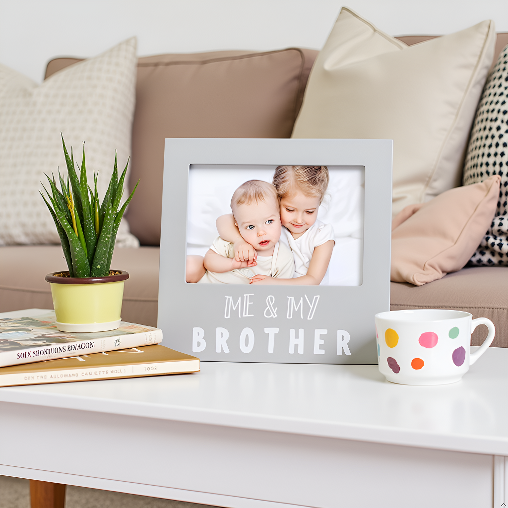 Pearhead - Me and My Brother Sentiment Picture Frame, Gray