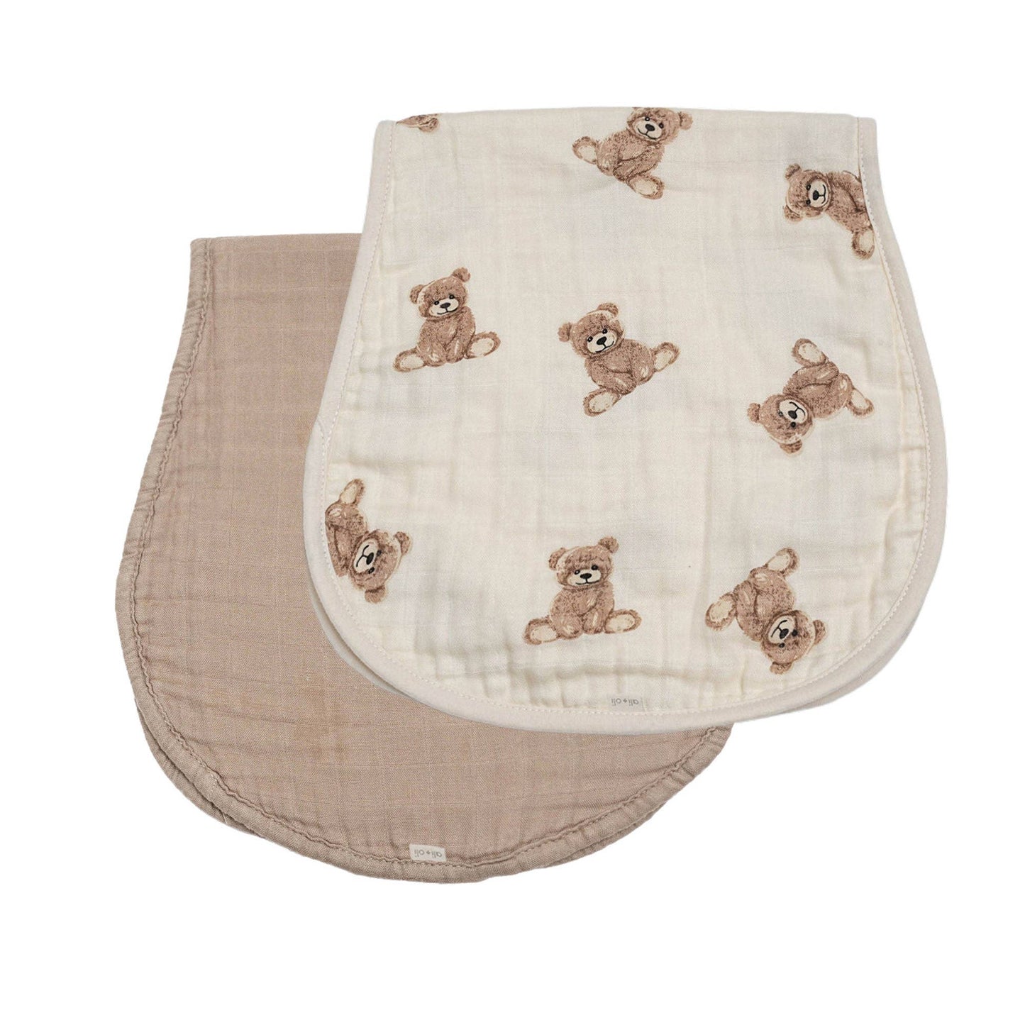 Ali+Oli - Bamboo Muslin Burp Cloth Set 2-Pack (Teddy/Taupe)