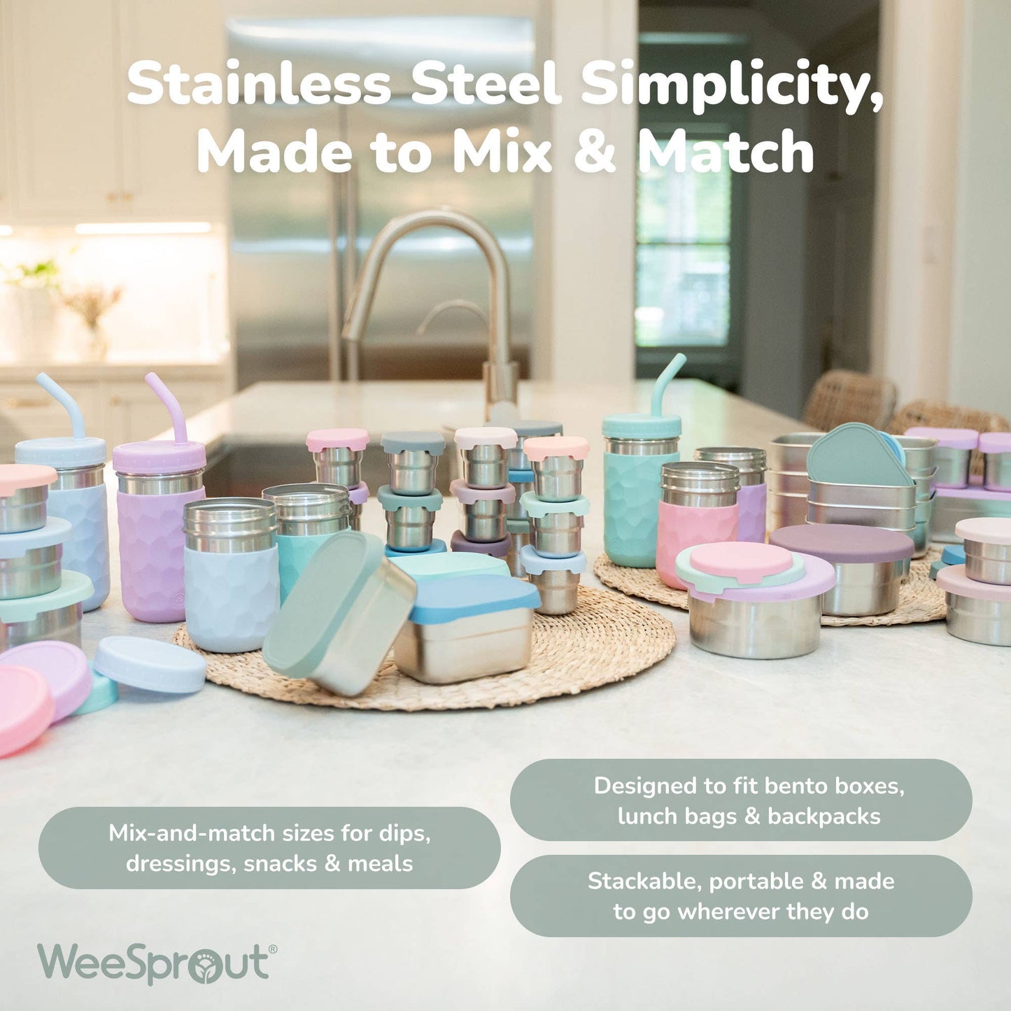 WeeSprout - Stainless Steel Nesting Storage Containers – Set of 3