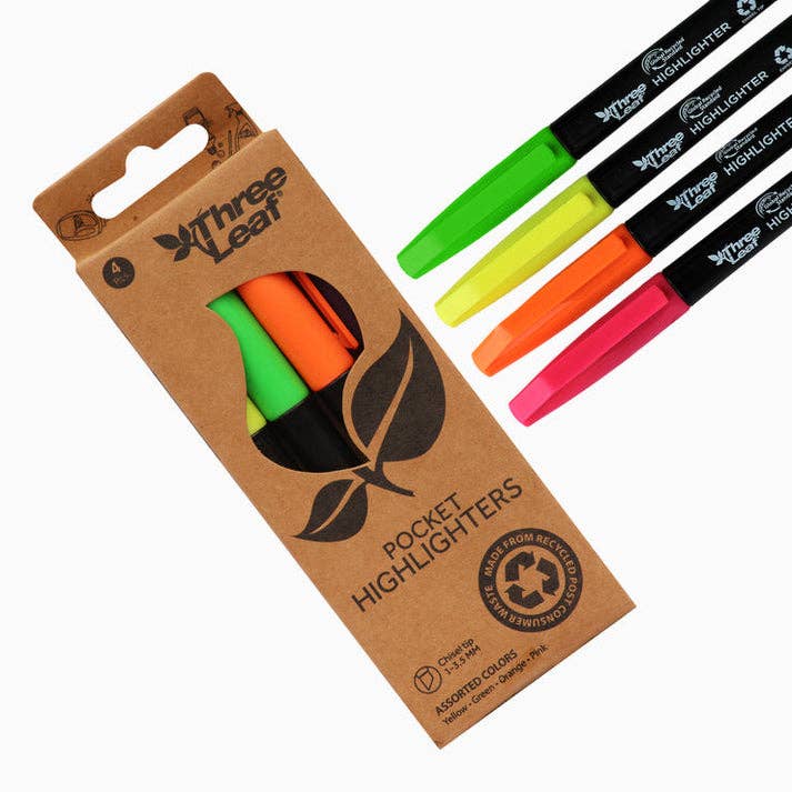 Three Leaf Highlighter 4 Ct.,Pack Of 72, Assorted Color