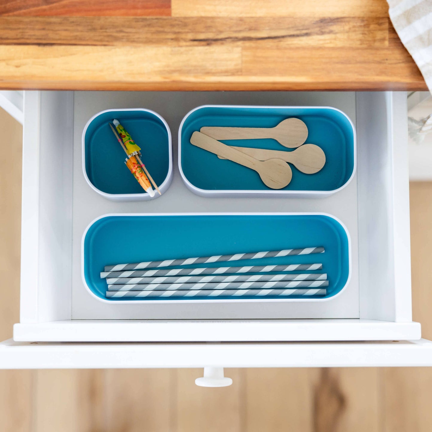 Metal stacking bins + drawer organizers sets of 3 small 2"