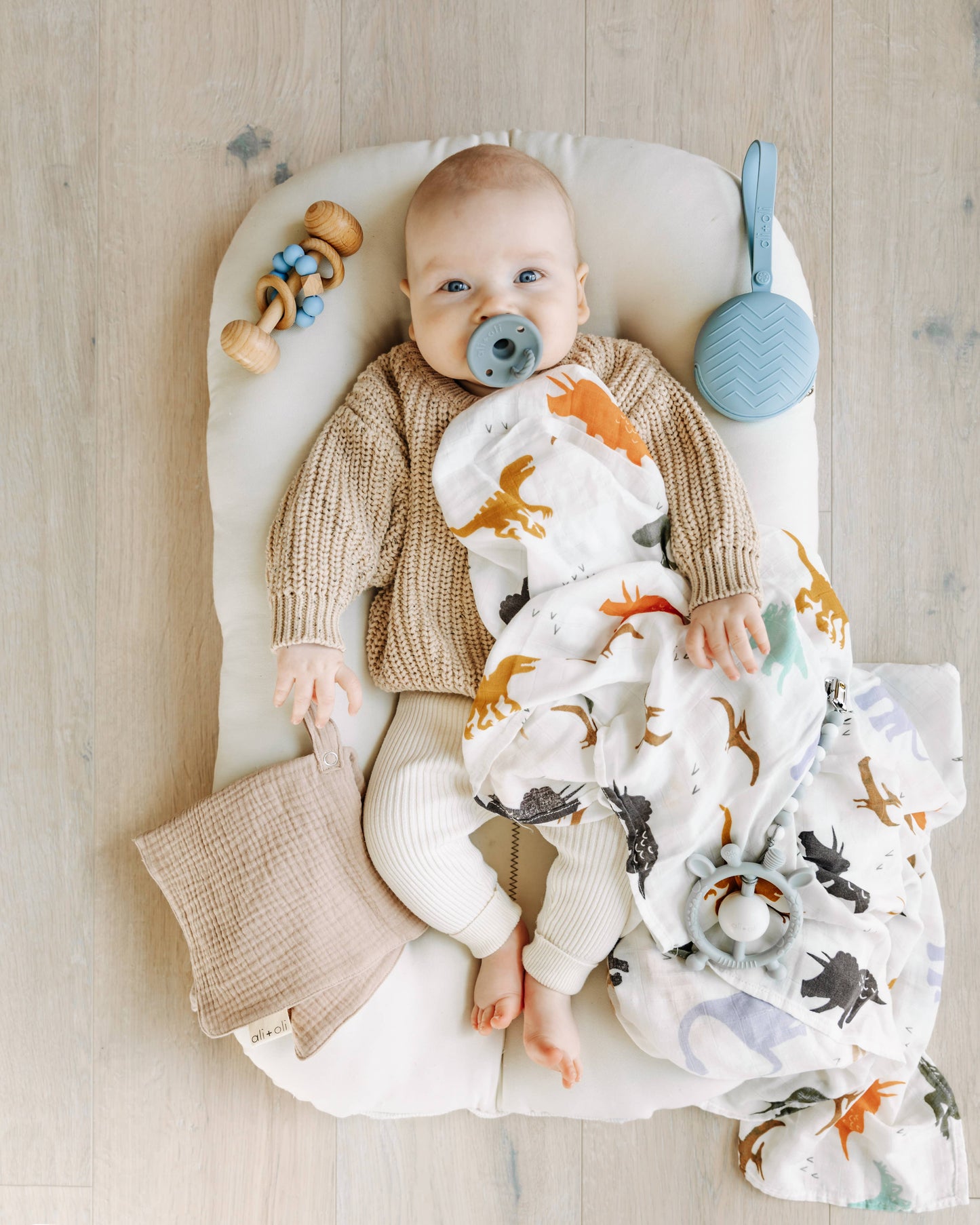 Ali+Oli - Bamboo Muslin Swaddle Blanket (Dinosaurs)