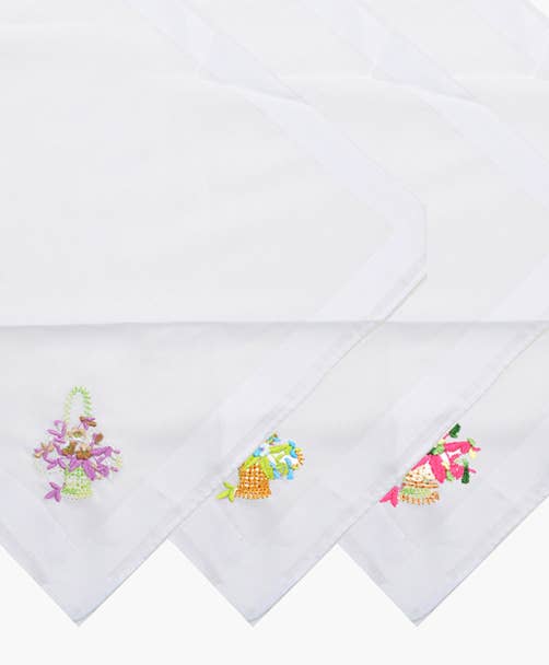 Women's Flower- Baskets Cotton Handkerchiefs 6pc Set