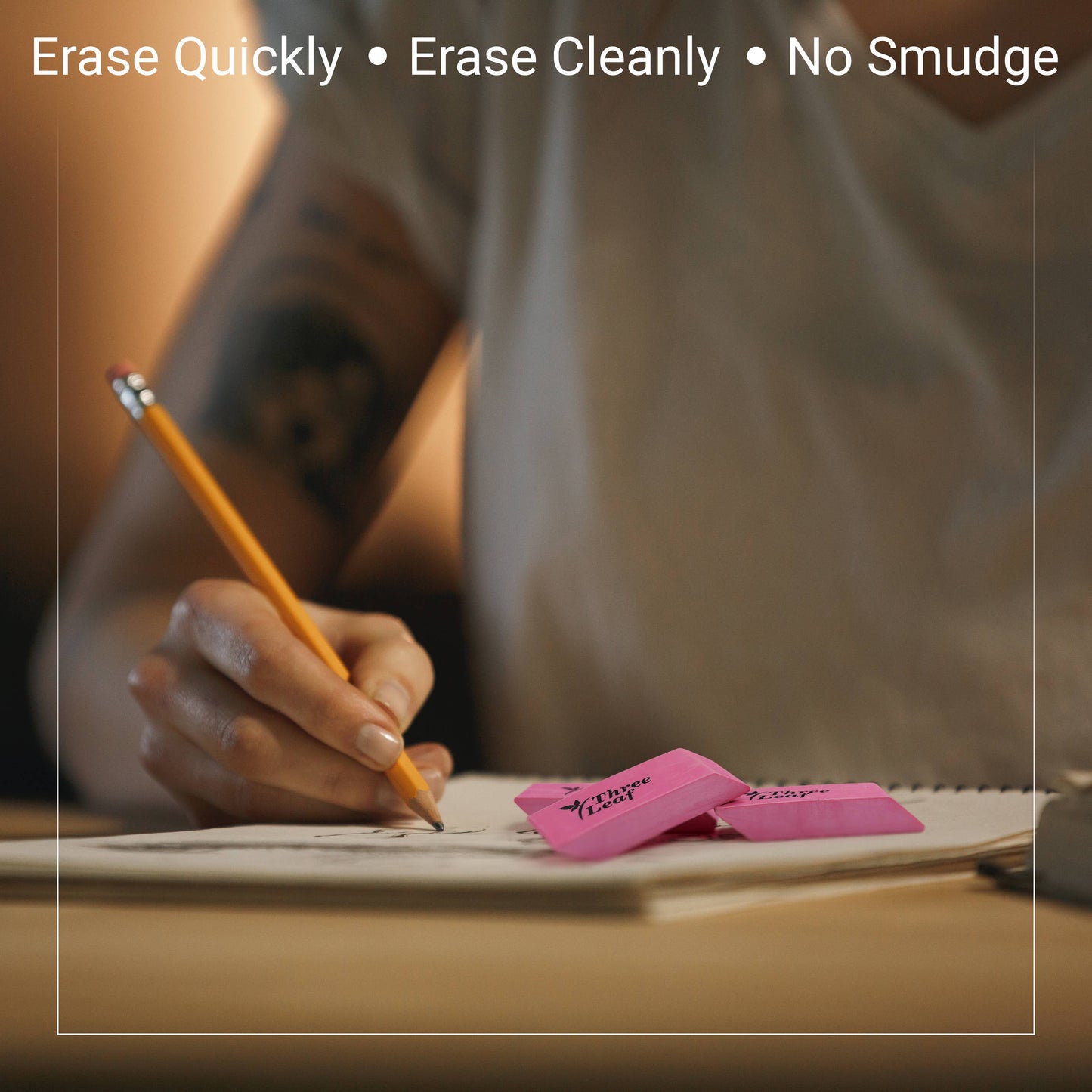Pink Bevel Eraser - 4 Pack