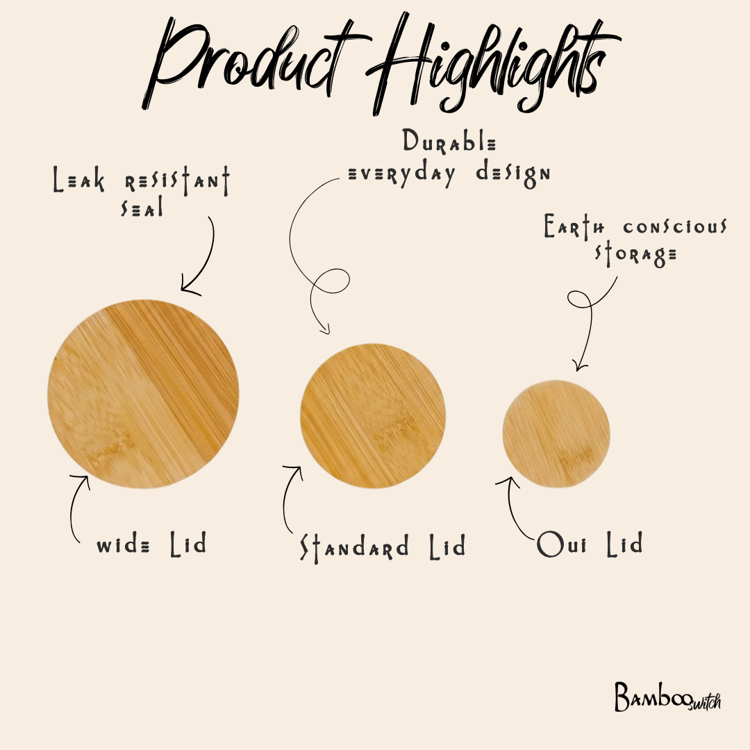 Bamboo Mason Jar Lid | Standard Mouth | Earth Day Bestseller