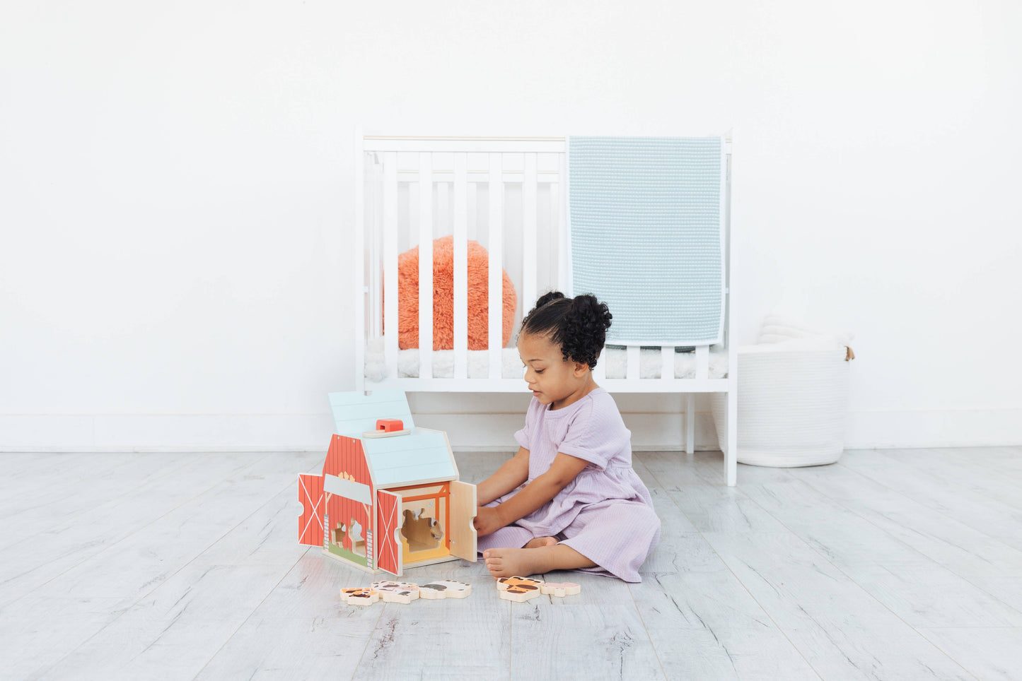 Pearhead - Wooden Barn Shape Sorter Toy, Farm Animals Montessori Play