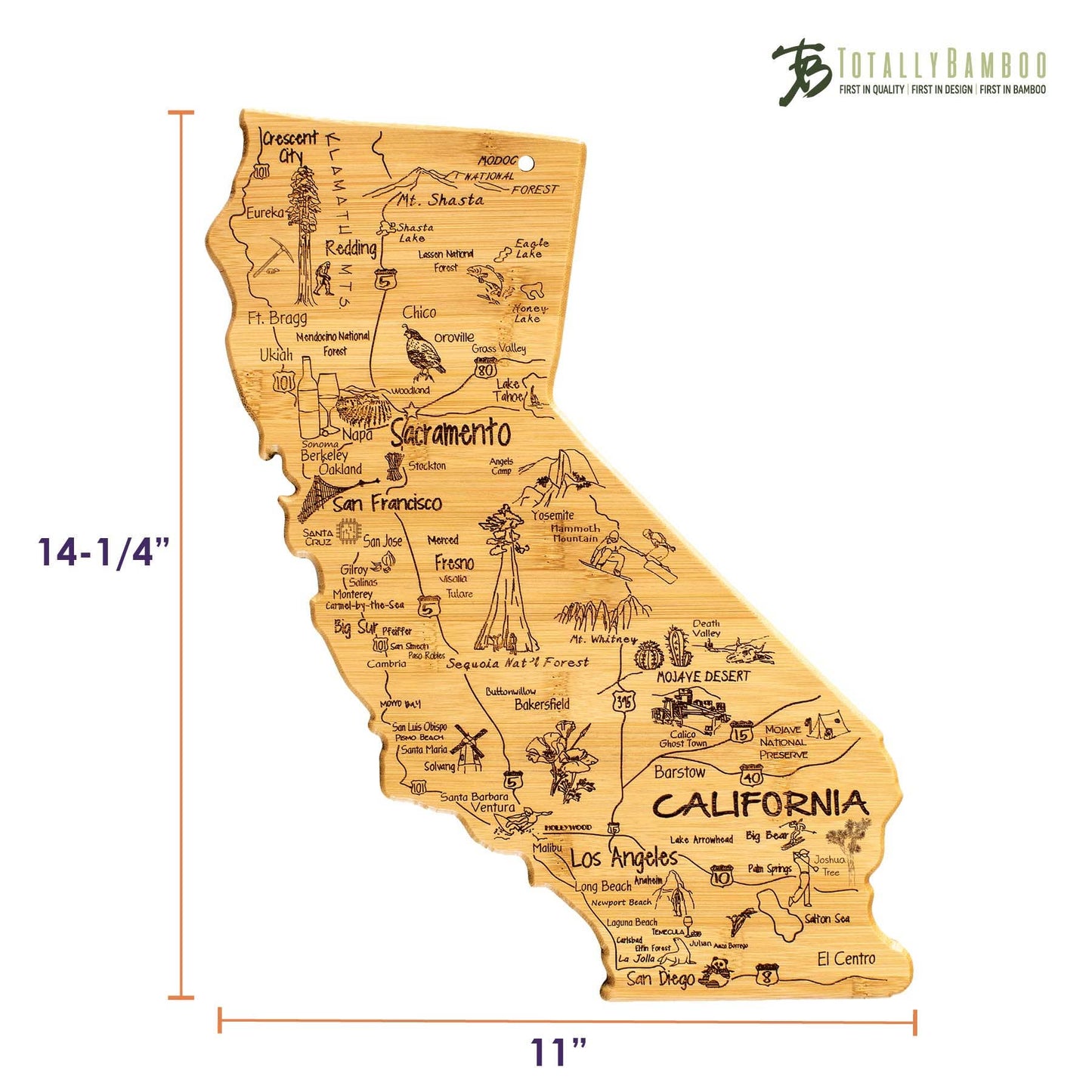 Totally Bamboo - Destination California Cutting Board with Engraved Artwork