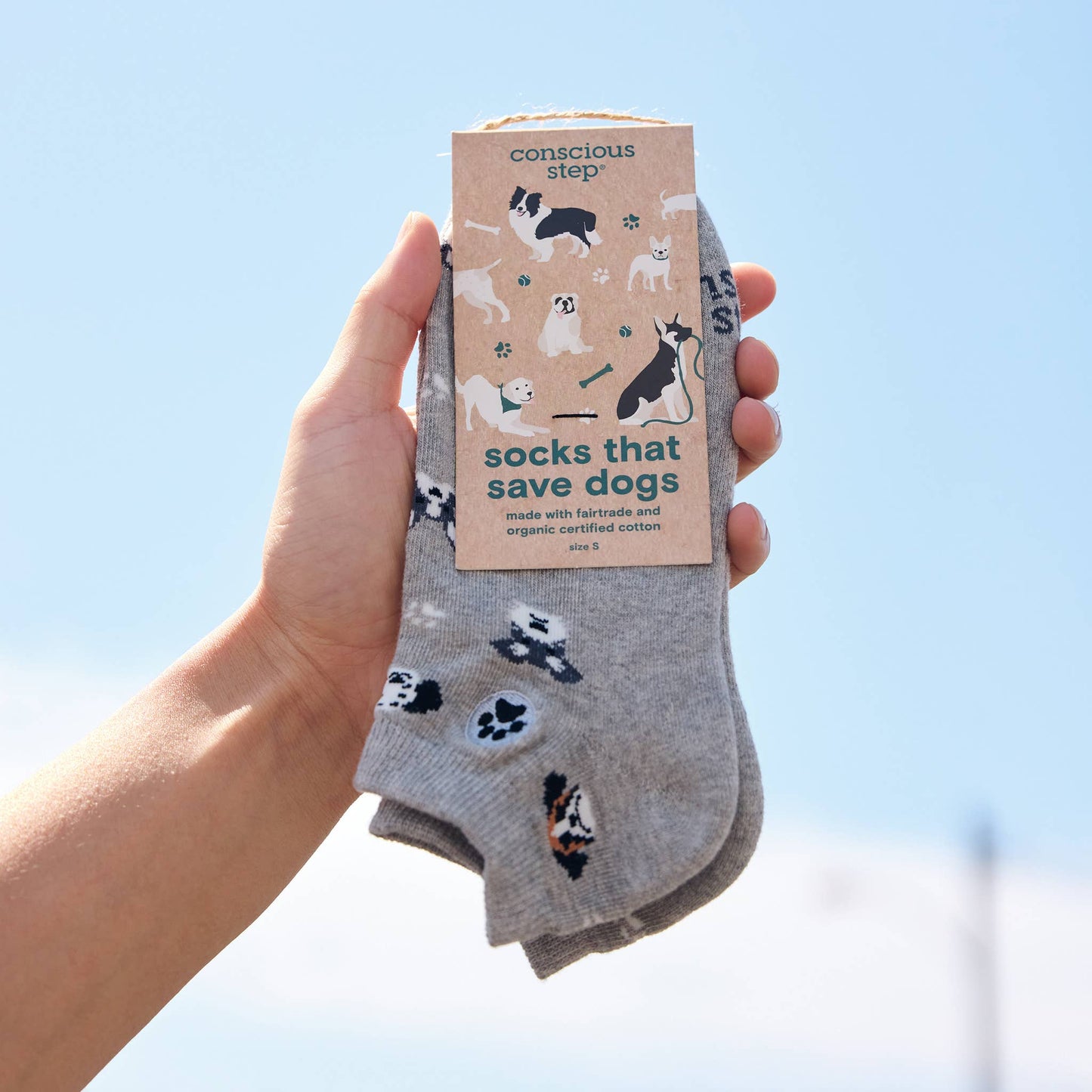 Conscious Step - Ankle Socks that Save Dogs | Gray Dogs
