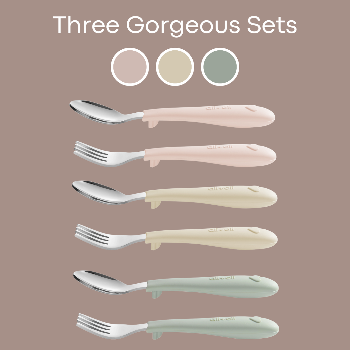 Ali+Oli - Ali+Oli (6pc) Toddler Utensils Set - Stainless Steel (Heart)