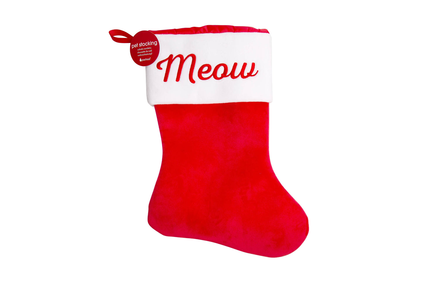 Pearhead - Meow Cat Christmas Stocking, Holiday Pet Owner Gift