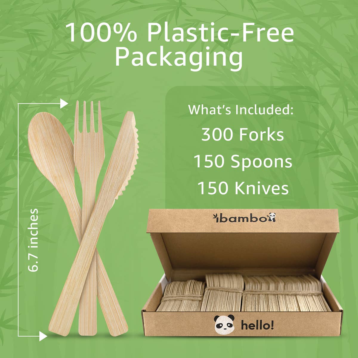 Ibambo Bamboo Disposable Cutlery - Mixed Set - 600 Pack