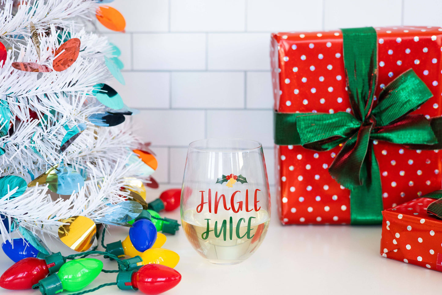 Pearhead - Jingle Juice Holiday Christmas Stemless Wine Glass