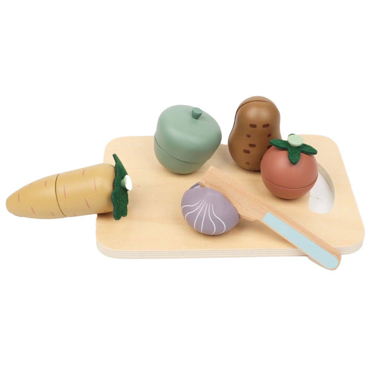 First Kitchen Play Set - Wood Vegetable Cutting Toy Set