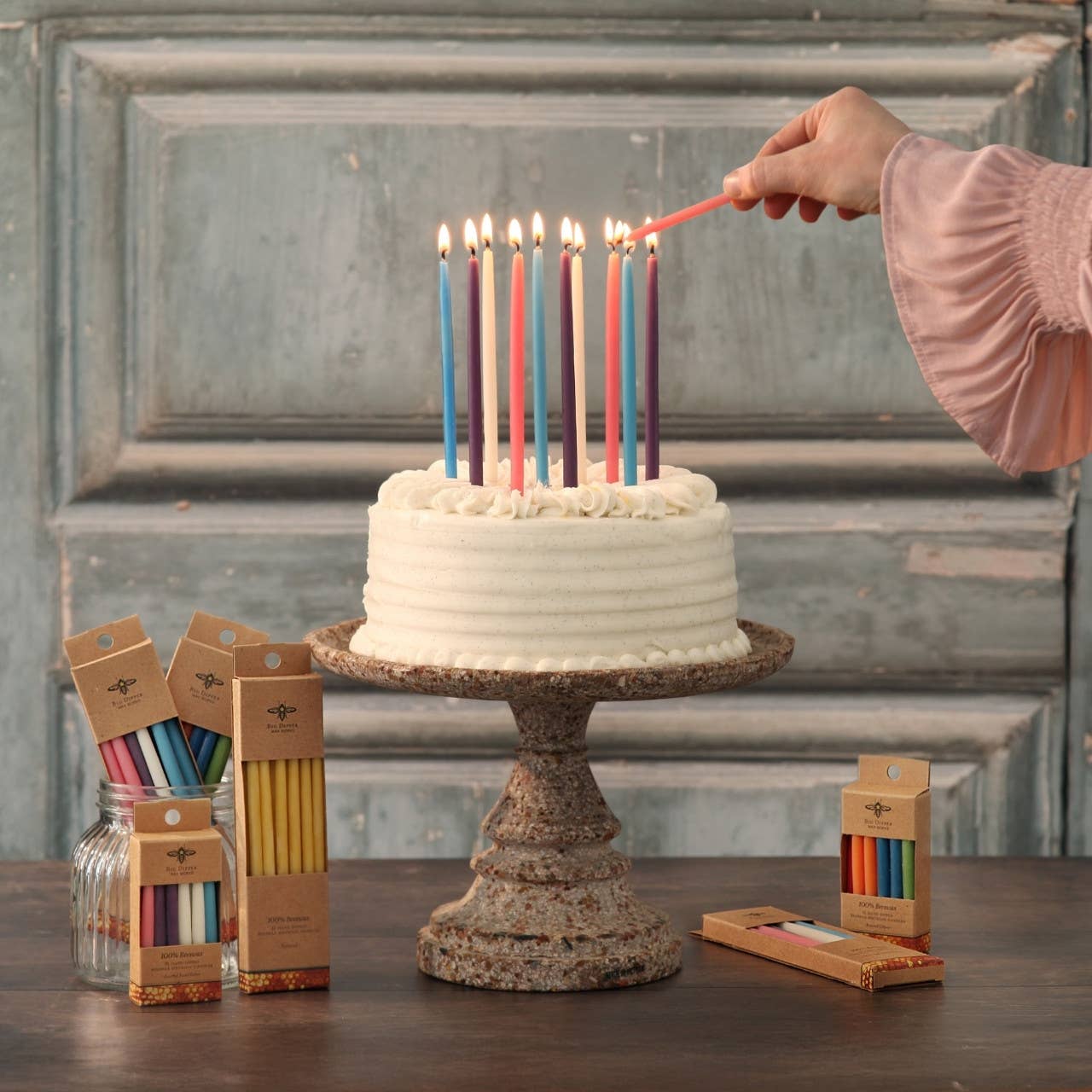 Birthday Candles  100% Pure Beeswax  6 Hand-Dipped