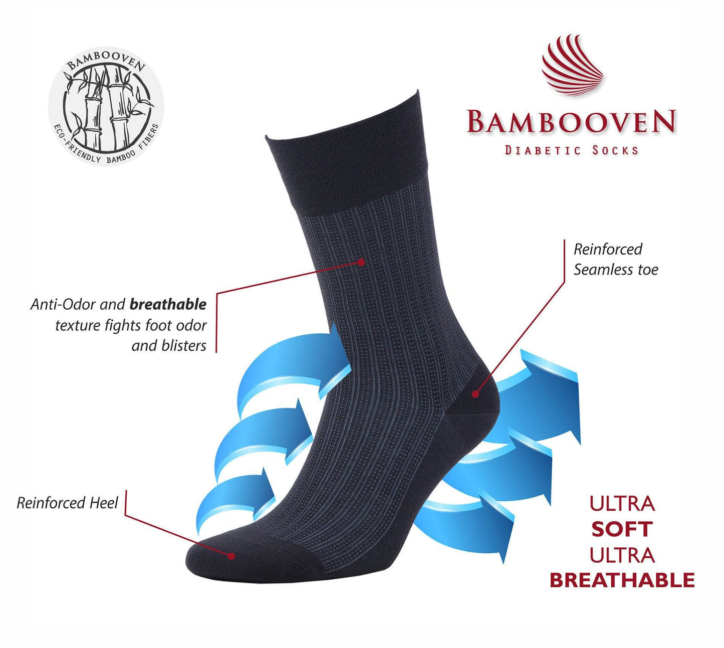 Mens Bamboo Dress & Trouser Socks 'Black" 8-Pack - 633