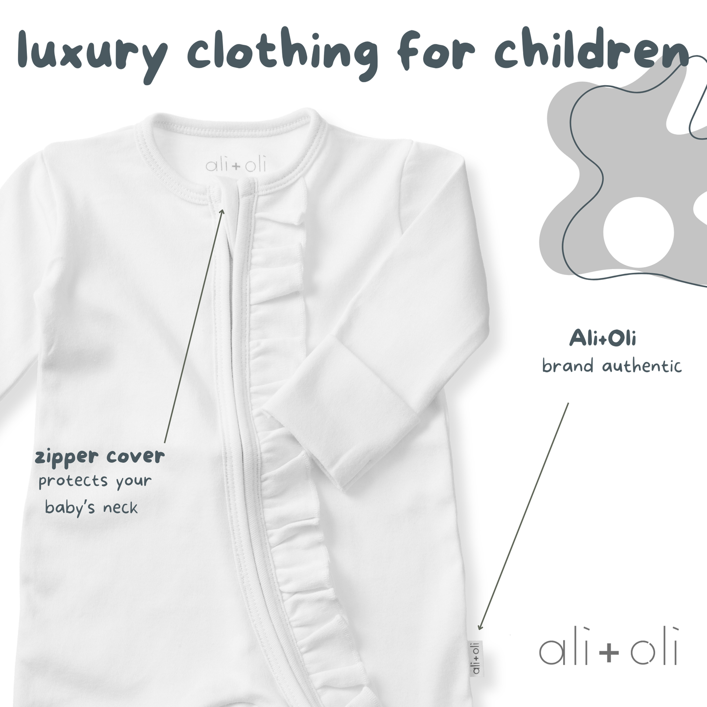 Ali+Oli - Baby Ruffle Footie 2-Way Zipper – Organic Cotton Lounge Wear