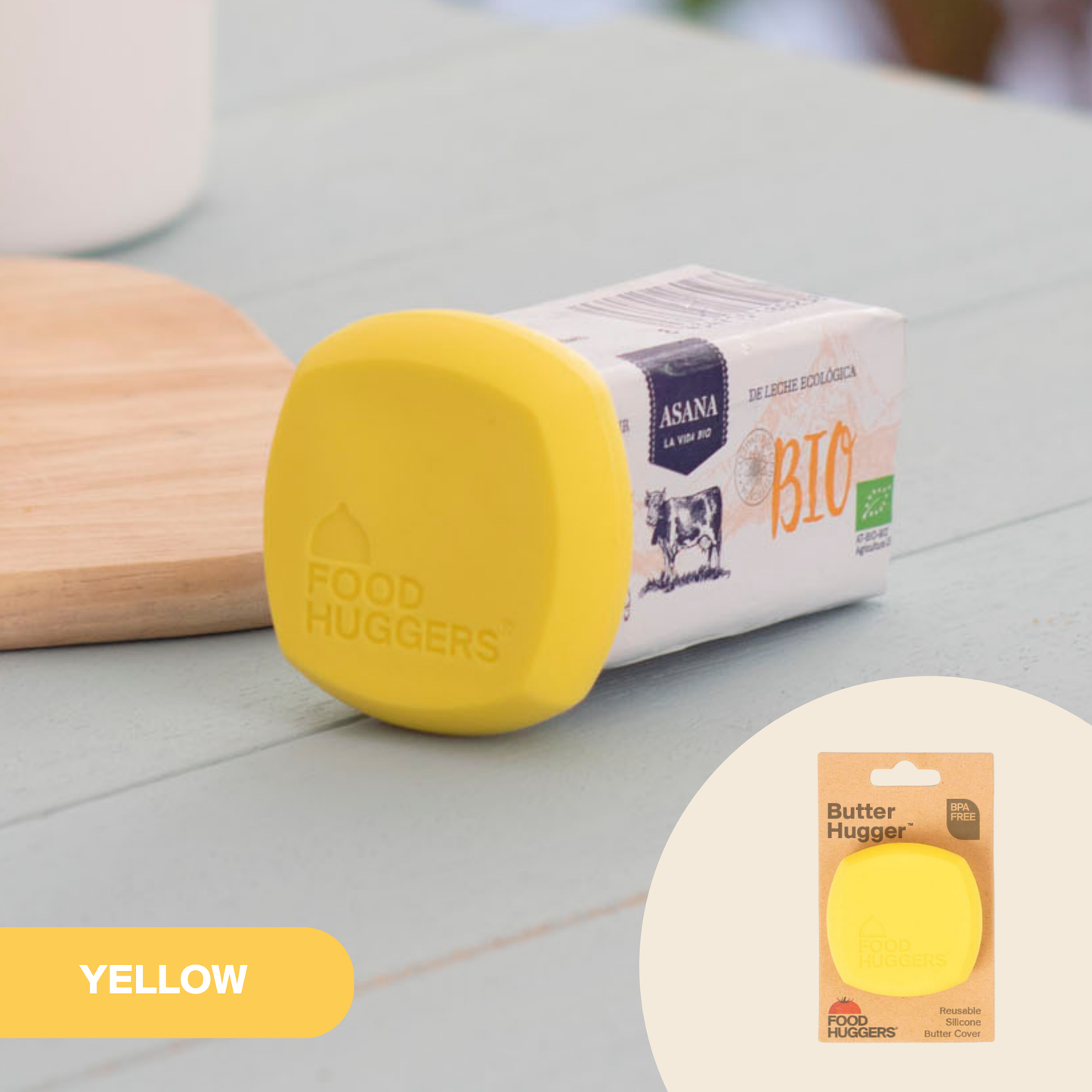 Food Huggers - Reusable Silicone Butter Saver – Yellow