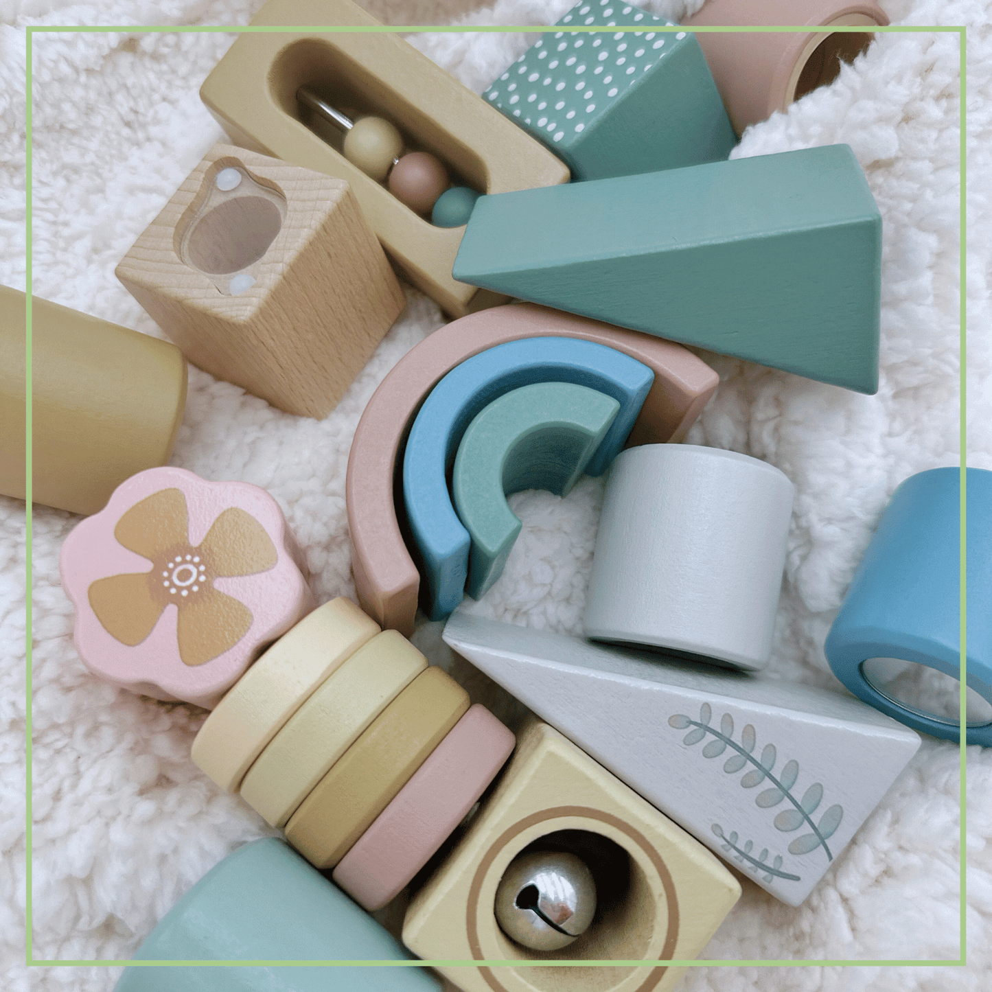 Wooden Sensory Activity Blocks - Stacking & Sorting Toy 12m+