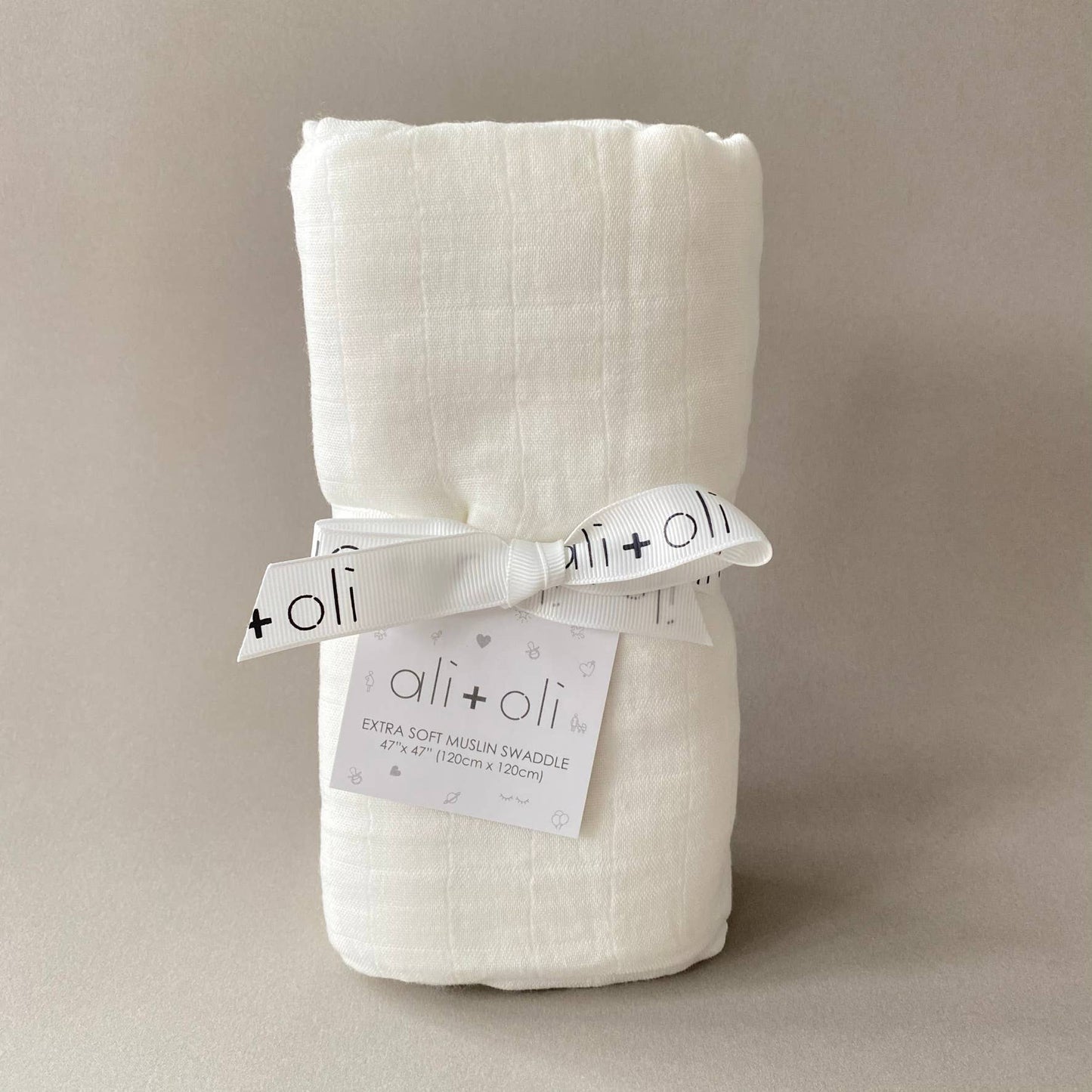 Ali+Oli - Bamboo Muslin Swaddle Blanket (Pure White)