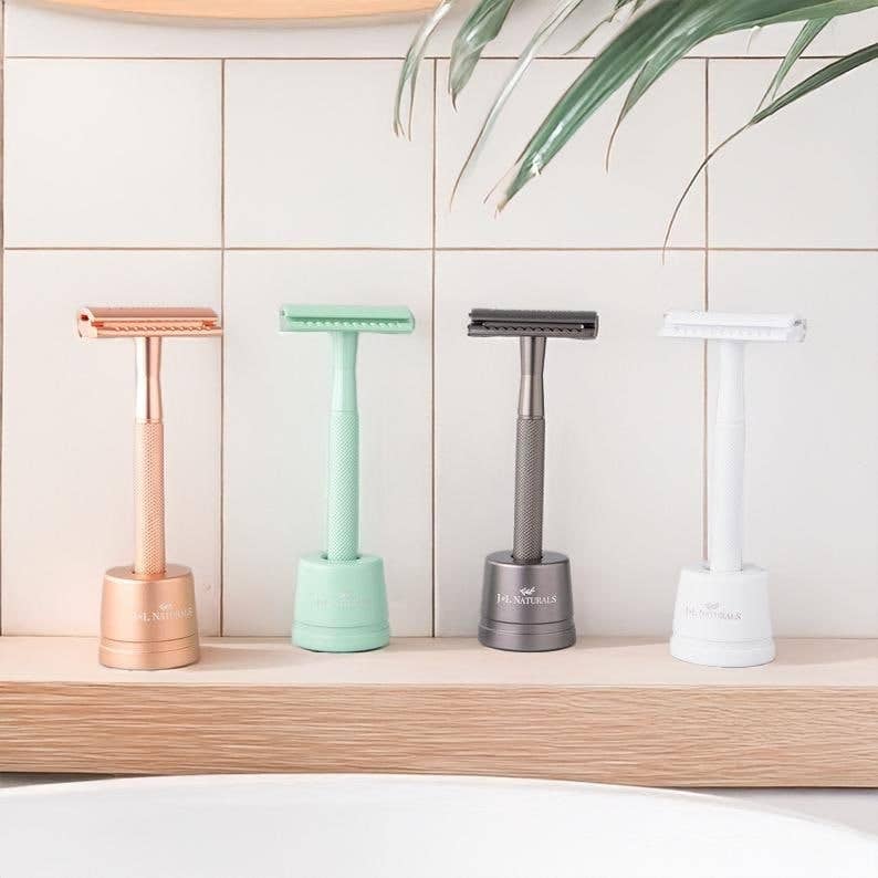 Reusable Safety Razor Set -Razor, Razor Stand, Refill Blades